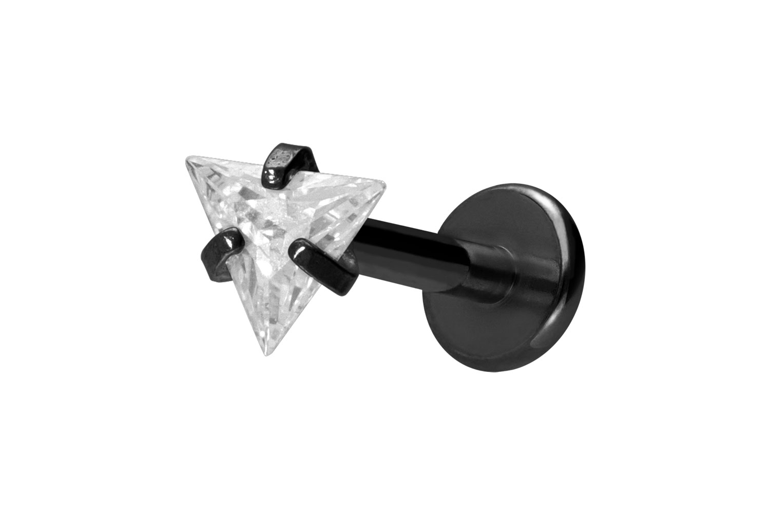 Titan Labret Piercing mit Innengewinde EINGEFASSTES KRISTALLDREIECK